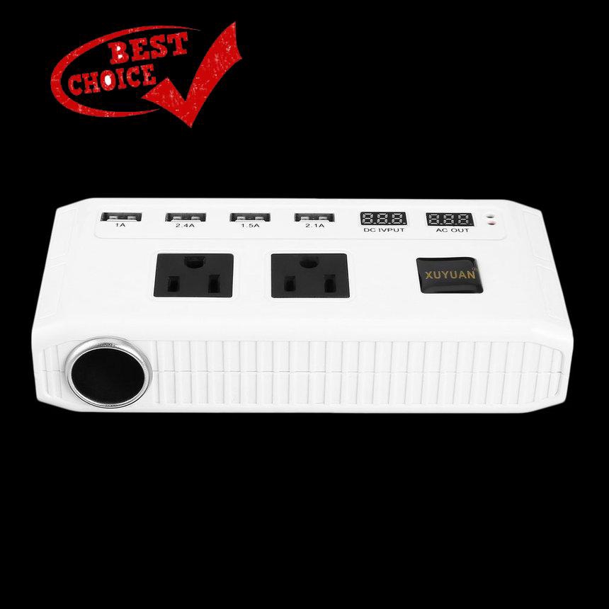 【416】500W Portable Car Power Inverter DC 12V to AC Converter 4 USB Port 2 AC Outlet