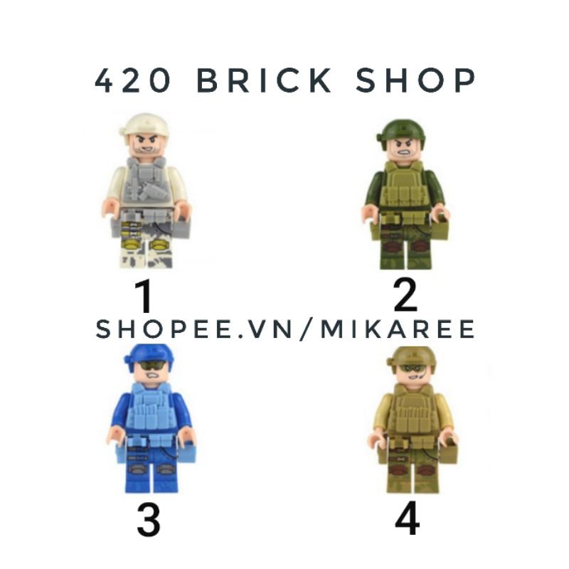 Non Lego - Minifigures Các Nhân Vật Lính Quân Đội Tặng Kèm Súng
