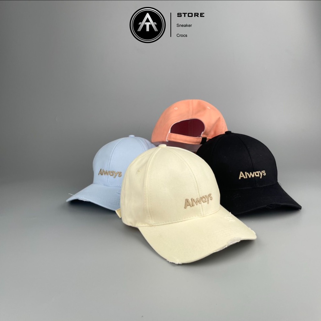 Mũ lưỡi trai rách thêu chữ form unisex