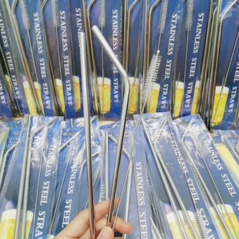 Set 2 ống hút kèm cọ rửa bằng inox cao cấp