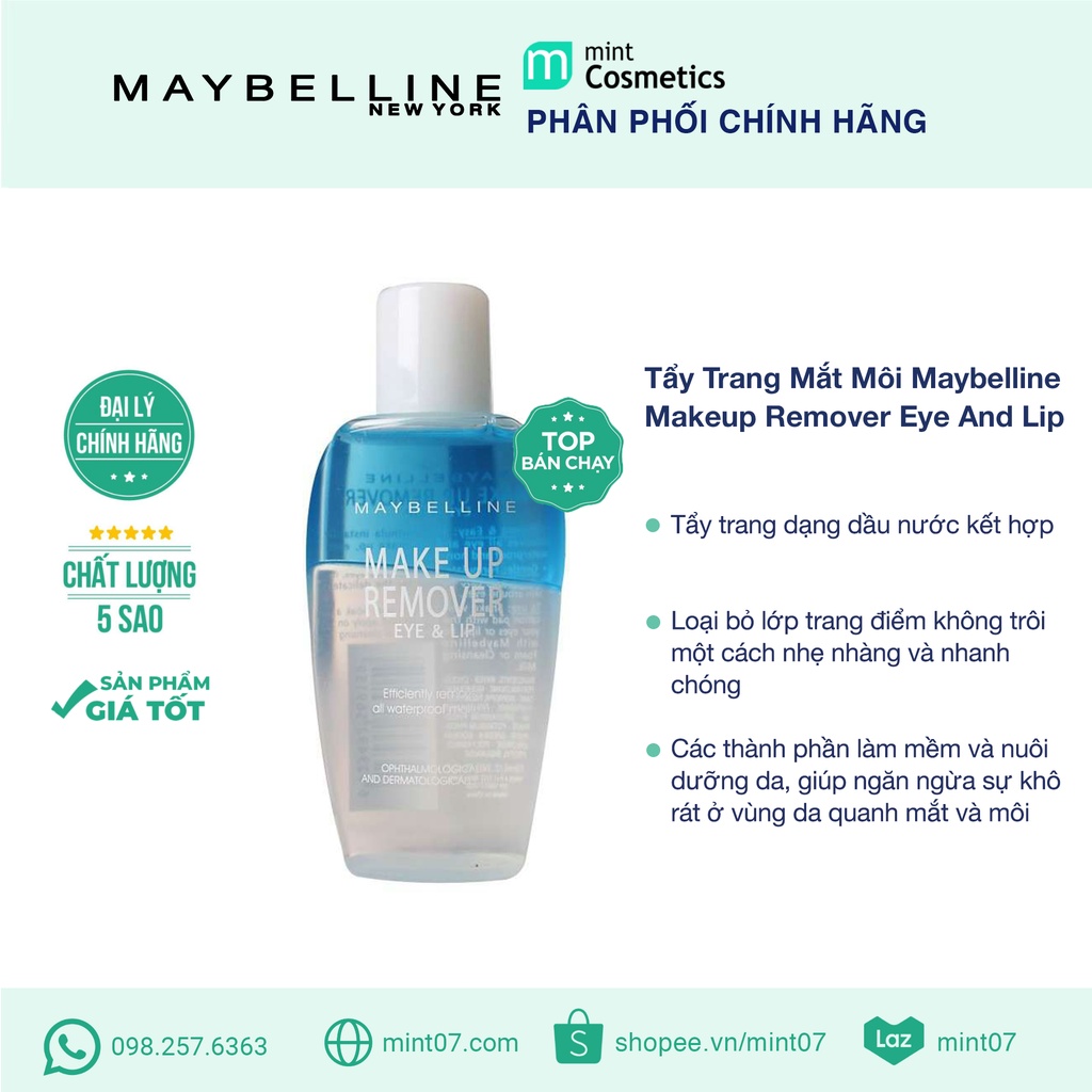 Nước Tẩy Trang Mắt Và Môi Maybelline Make Up Remover Eye &amp; Lip