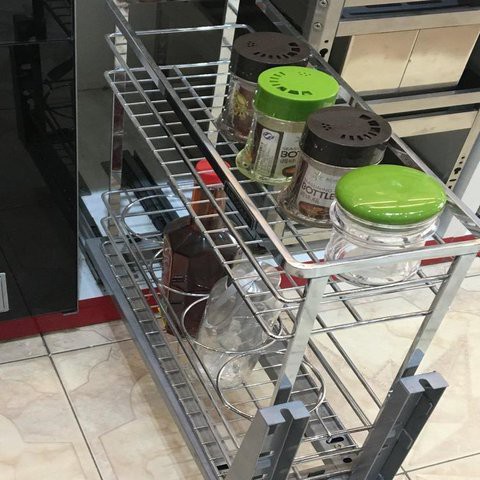 Kệ để gia vị 2 tầng có nan dẹt bằng Inox 304 bóng mờ và ray trượt giảm chấn cao cấp của hãng Eurogold, hàng nhập khẩu | BigBuy360 - bigbuy360.vn