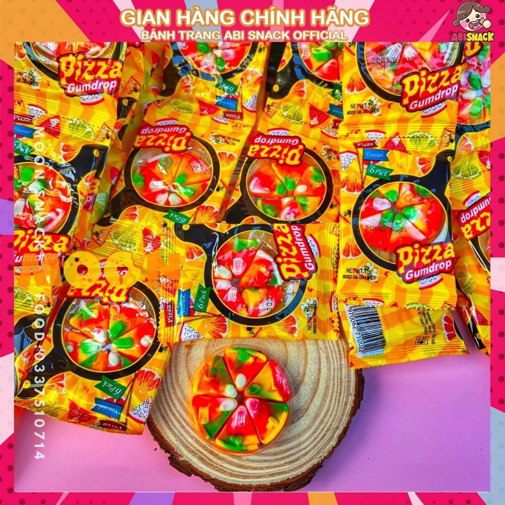 Set 1 dây gồm 10 gói kẹo dẻo hình bánh Pizza Gumdrop Candy 150g