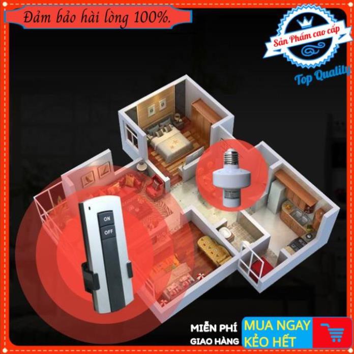 [HÀNG LOẠI 1] Đui đèn điều khiển từ xa thông minh xoáy E27, Đuôi đèn remote bằng sóng RF radio hồng ngoại xuyên tường