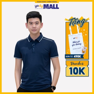 Áo thun nam YODY polo coolmax cổ bẻ phối kẻ vai chất mát thấm hút tốt APM3725