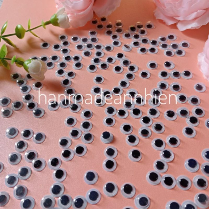 100 chiếc  mắt thú  / mắt liếc, size 8mm - 10mm Gắn thú nhồi bông, hình trang trí các con vật, mầm non...