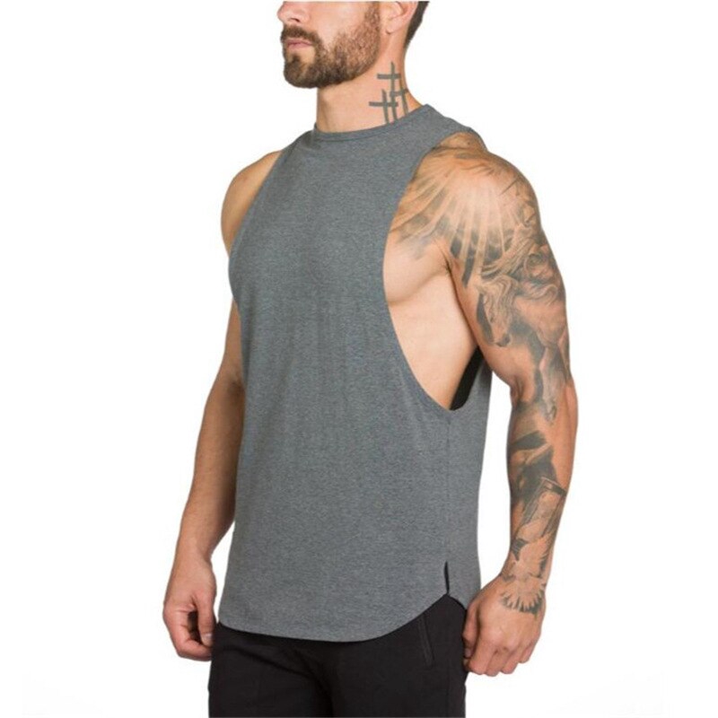 Áo không tay vải cotton ôm dáng màu trơn thời trang tập gym tôn cơ bắp dành cho nam