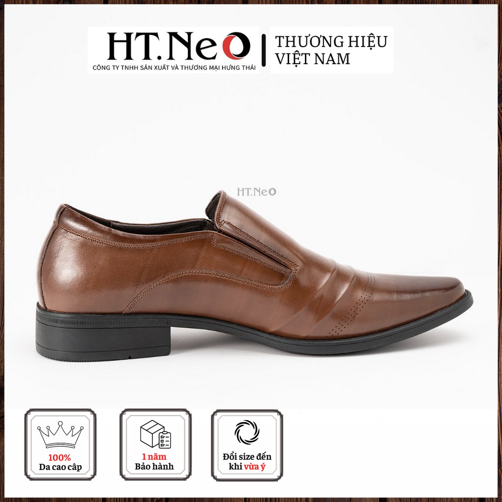 Giày tây nam cao cấp - Giày da nam HT.NEO Da bò nguyên miếng siêu bền, Đế đúc cao su cực êm, thiết kế độc đáo GT153