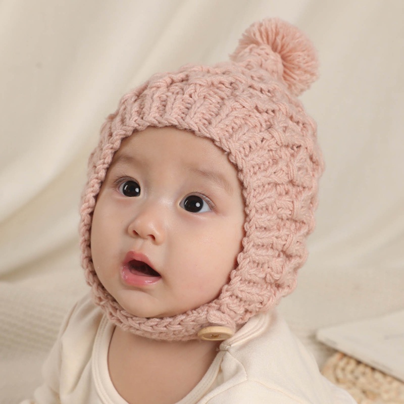 Mũ Len Beanie Mềm Mại Dày Dặn Giữ Ấm Tai Dễ Thương Cho Bé Sơ Sinh
