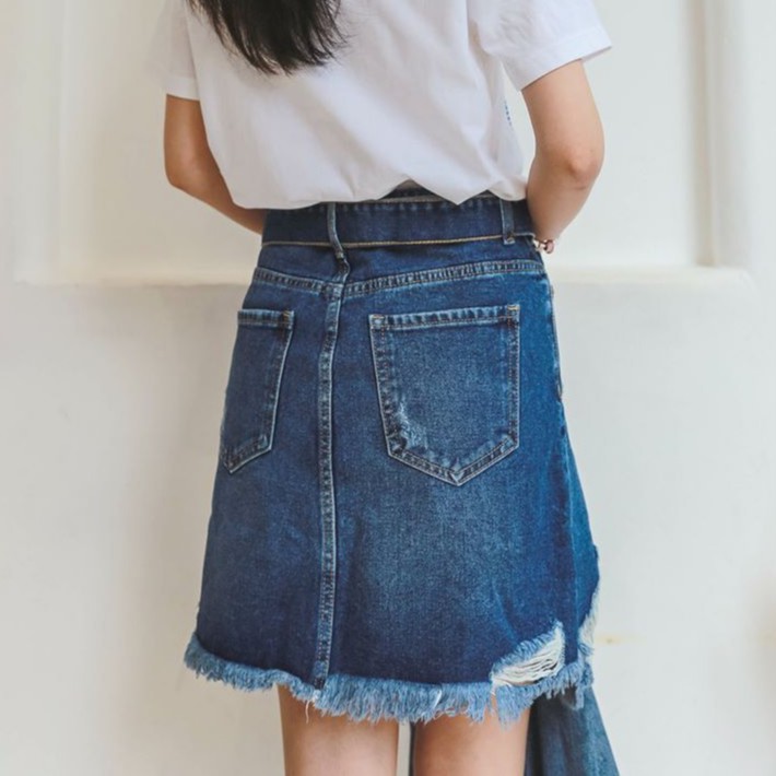 Chân váy jean rách nịt dây khuyên đẹp LXK74239 | BigBuy360 - bigbuy360.vn