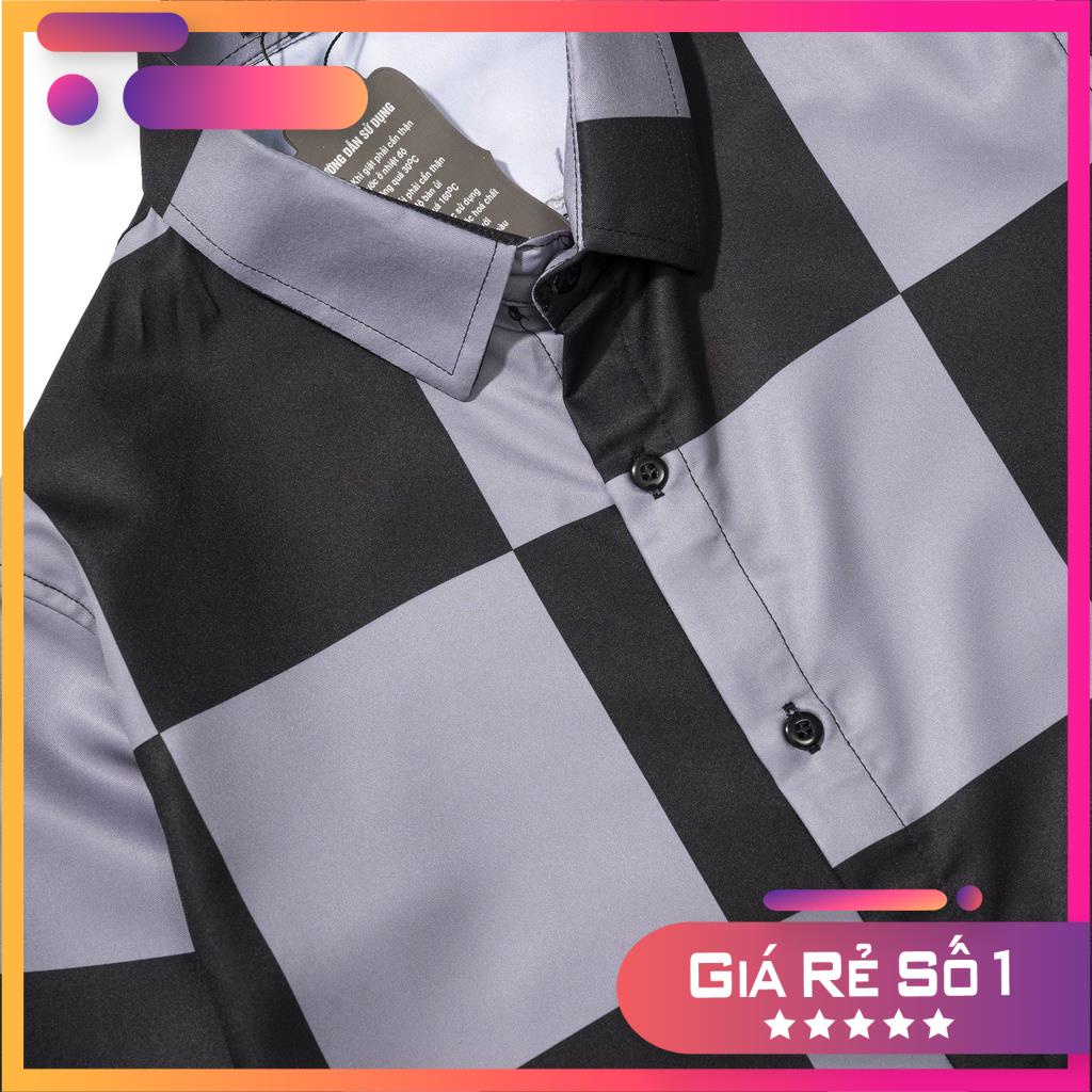 Áo sơ mi họa tiết caro vuông lớn lịch lãm sang trọng mã TSM 020