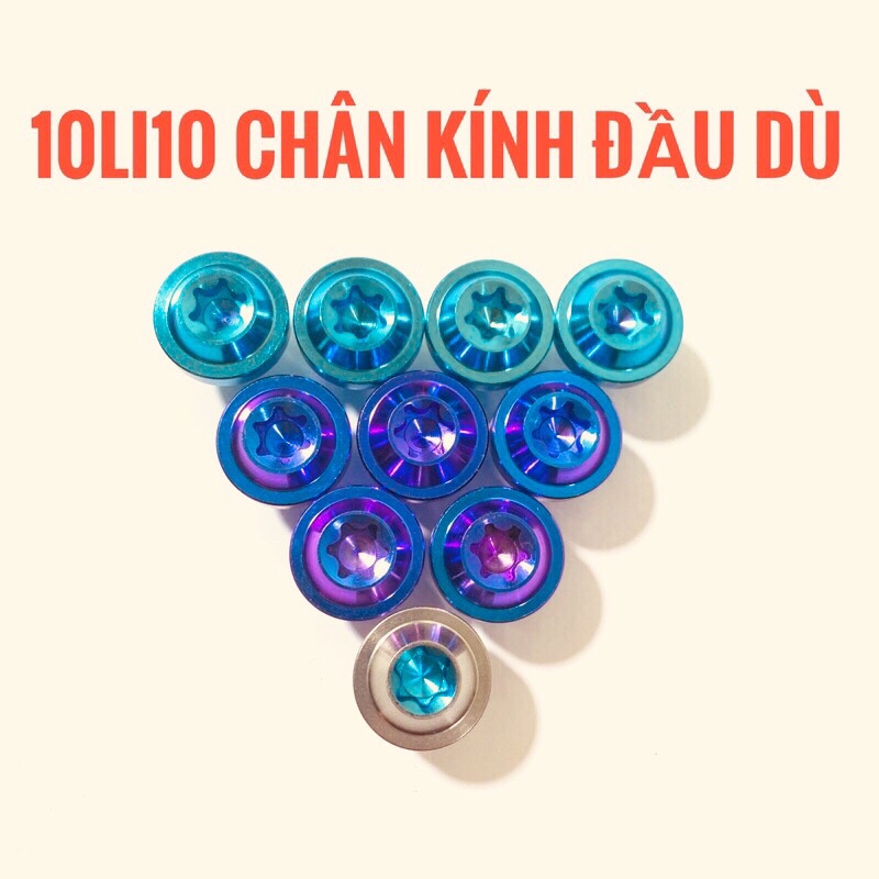 (Chuẩn Gr5) Ốc titan chân kính 10li ren thuận và ren nghịch