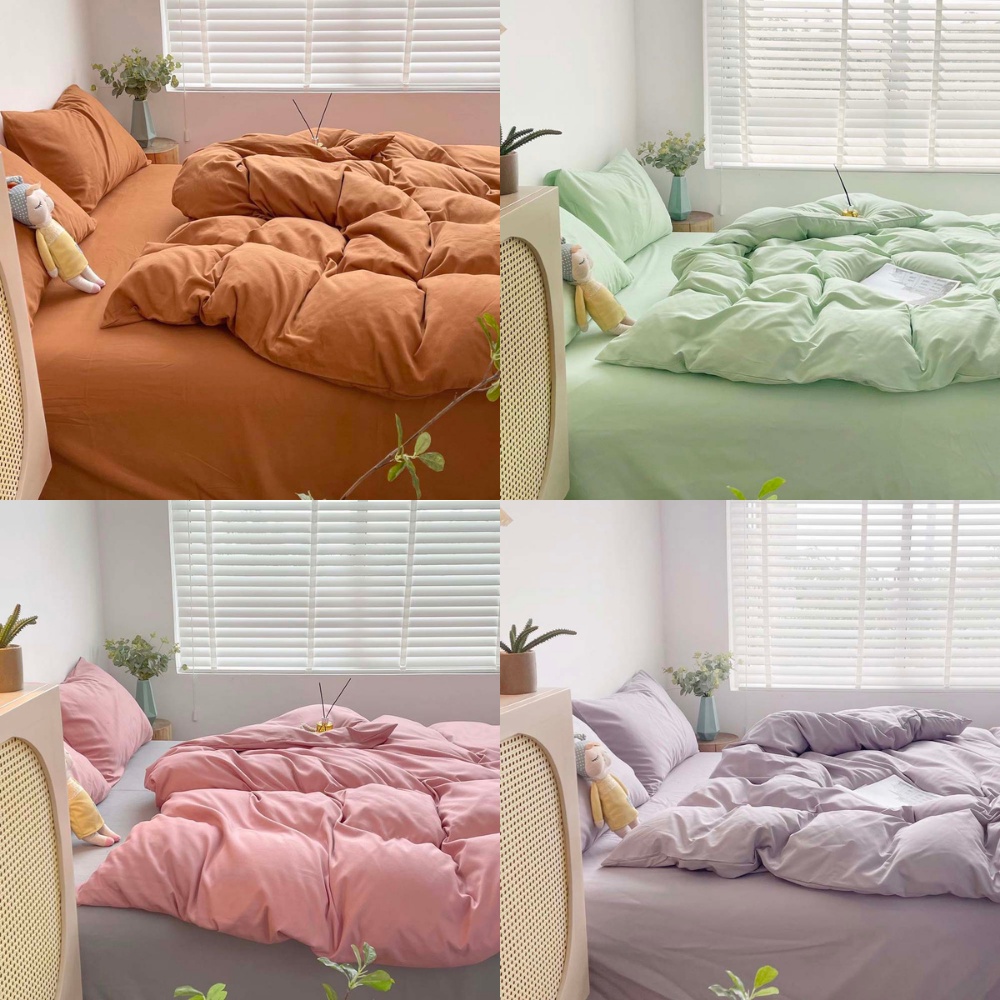 Bộ chăn ga gối Cotton Tici Notag 4 món gam màu pastel phong cách hàn quốc | BigBuy360 - bigbuy360.vn