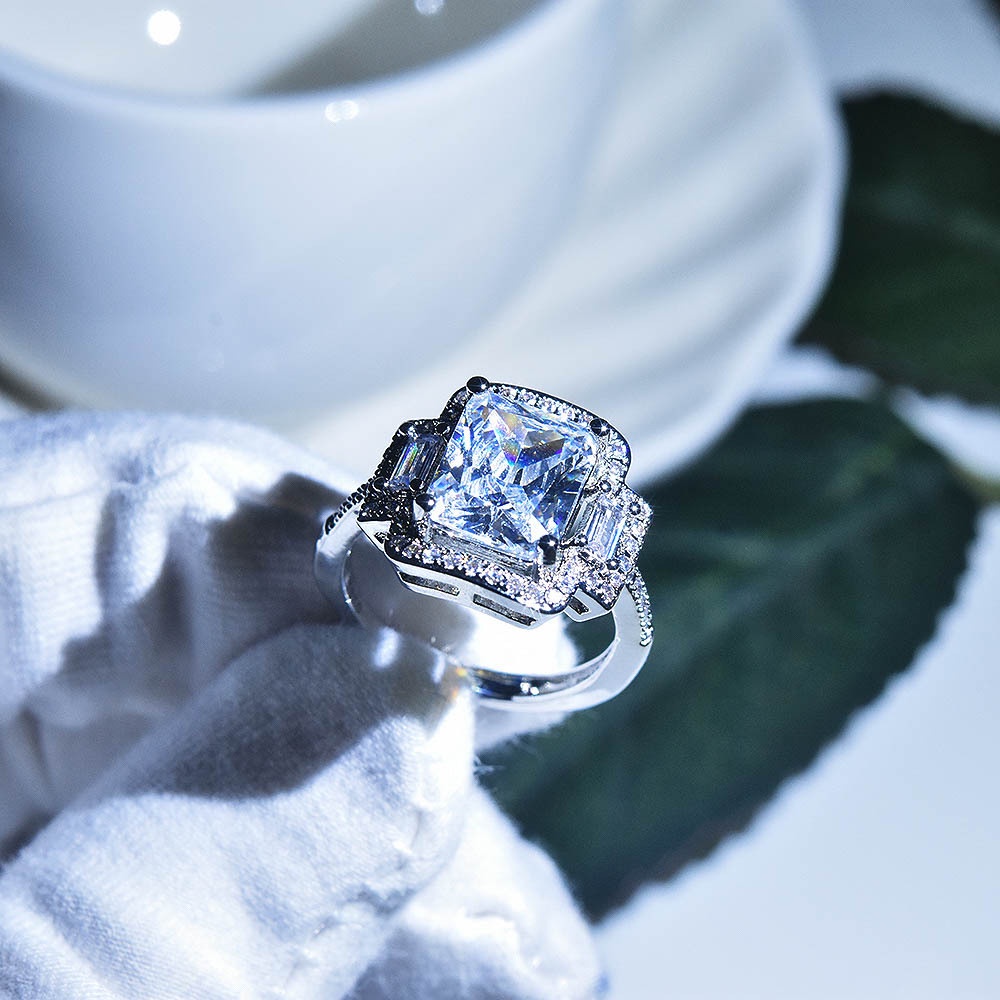 Nhẫn Cưới Kim Cương Nhập Khẩu D Màu Sắc Moissanite Pt950 Platinum Cho Nữ-JHS3-A