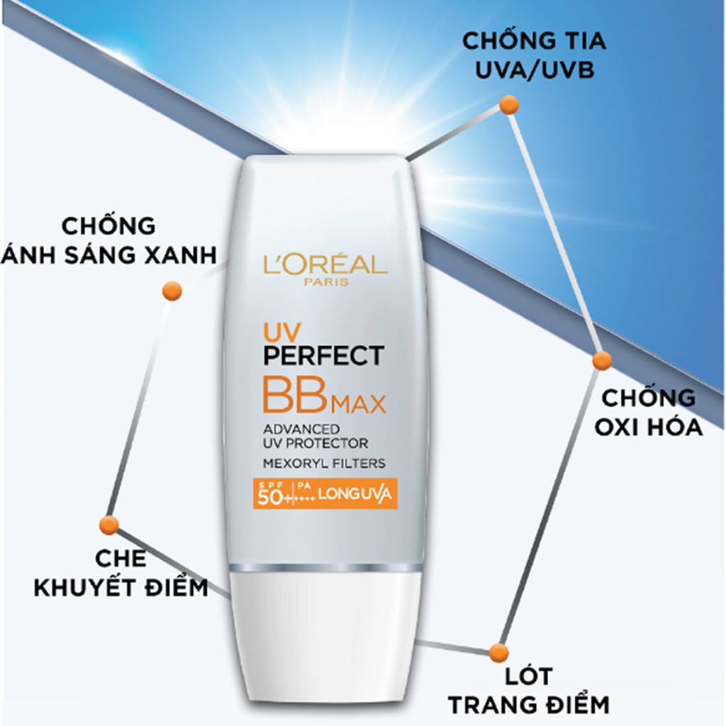 Kem Chống Nắng BB Trang Điểm L'Oreal Paris UV Perfect BB Max SPF50+ PA++++ 30ml (Loreal Bạc)