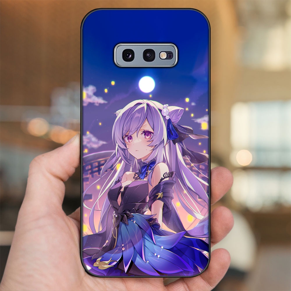 Ốp lưng Samsung S10e viền đen in hình Keqing Genshin Impact