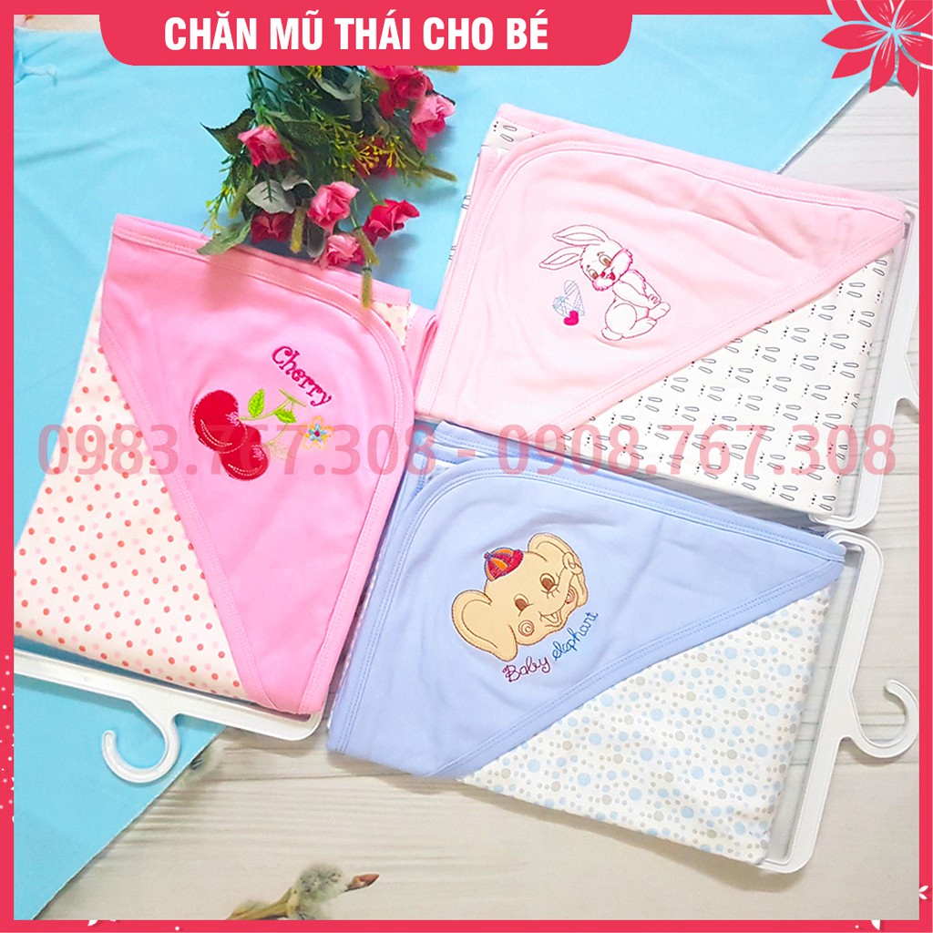 Chăn Mũ Thái Sơ Sinh, Chăn Choàng Trùm Đầu Tiện Lợi Cho Bé Từ Dưới 6.5kg - BTT00169