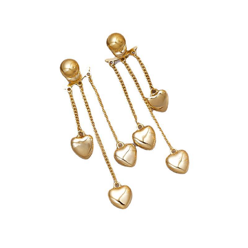 Bông Tai Mạ Bạc 925 Hình Trái Tim Phối Tua Rua Phong Cách Hàn Quốc