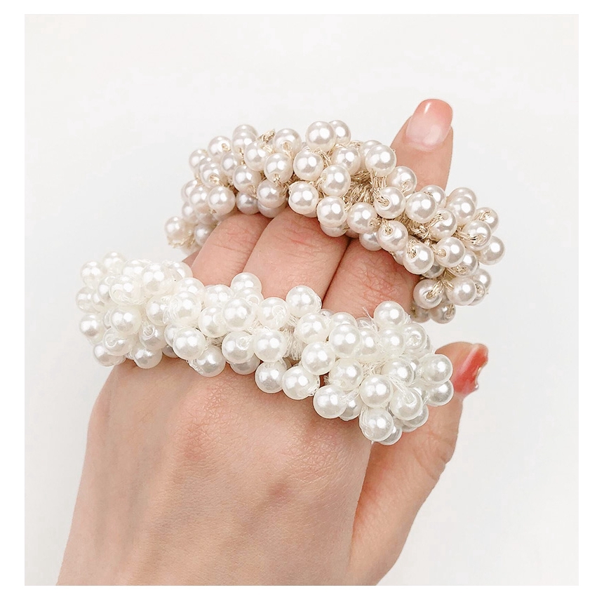 Dây buộc tóc da cao su đính ngọc trai giả cho nữ