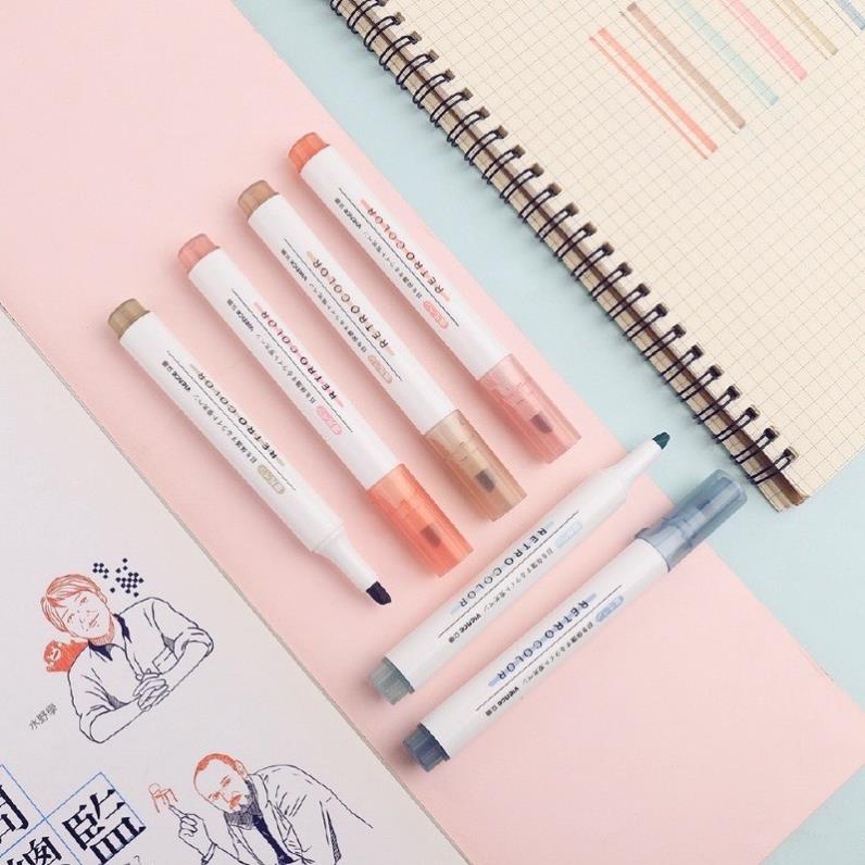 Bút dạ quang 6 màu highlight pastel, bút đánh dấu nhớ dòng cute nhiều màu marker dễ thương B04