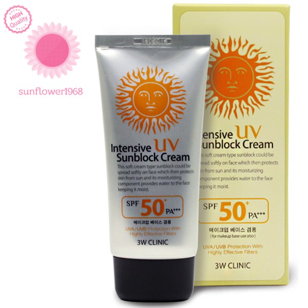 3W Clinic Intensive UV Sunblock Cream SPF50+ PA+++ 70ml [sunflower1968] // Sản xuất tại Hàn Quốc Kem chống nắng