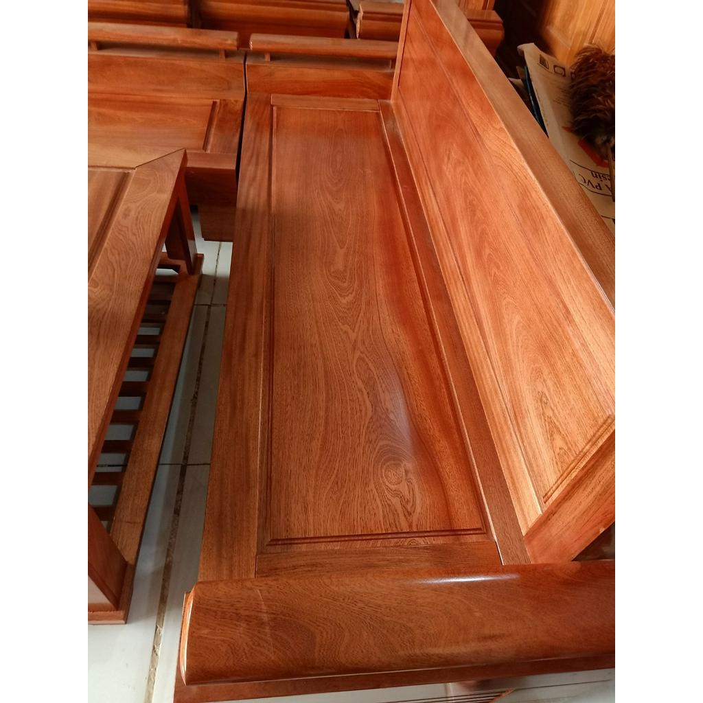 Bàn ghế phòng khách gỗ xoan đào mẫu góc tay trứng tựa liền nguyên tấm GTXL-01