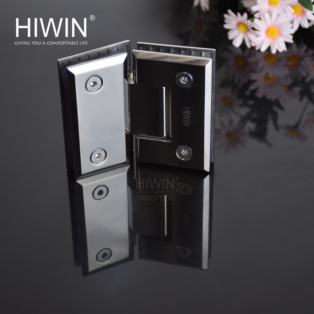 Bản lề phòng tắm kính 135 độ lệch mặt gương inox 304 Hiwin HG-006 (dày 5mm)