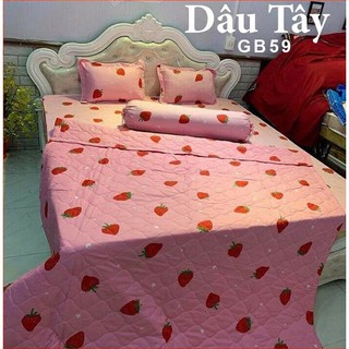Chăn mền chần bông mẫu dâu hồng kích thước 1m8 x 2m