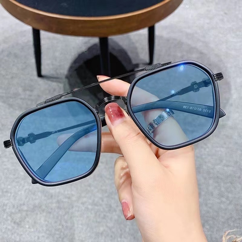 kính cận có độ 0.5~6.0 +kính đổi màu，Mắt Kính Gọng Lớn Thay Đổi Màu Sắc Phong Cách Hàn Quốc，Gọng kính kim loại  chống ánh sáng xanh thời trang cao cấp nam nữ