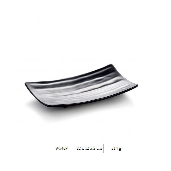 Đĩa màu đen cao cấp hình chữ nhật có 4 chân bày khai vị rất đẹp kiểu Hàn Quốc 22*12 cm 5409 - Hot