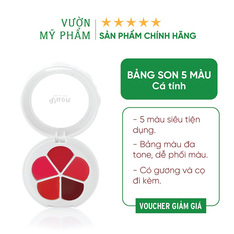 Bảng son 5 màu " Dịu dàng - Cá tính" - 100% thiên nhiên, không chì - không chất bảo quản, an toàn, lành tính