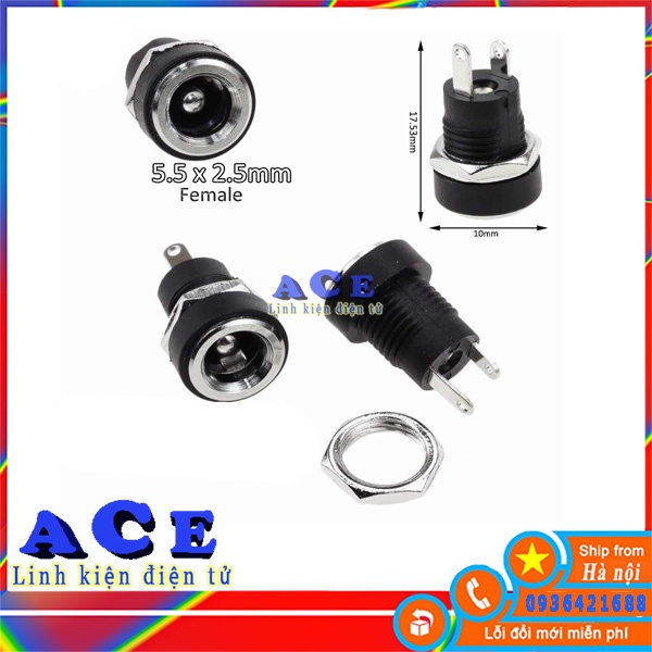 Jack DC Cái 5.5*2.1mm, Jack sạc DC, Jack