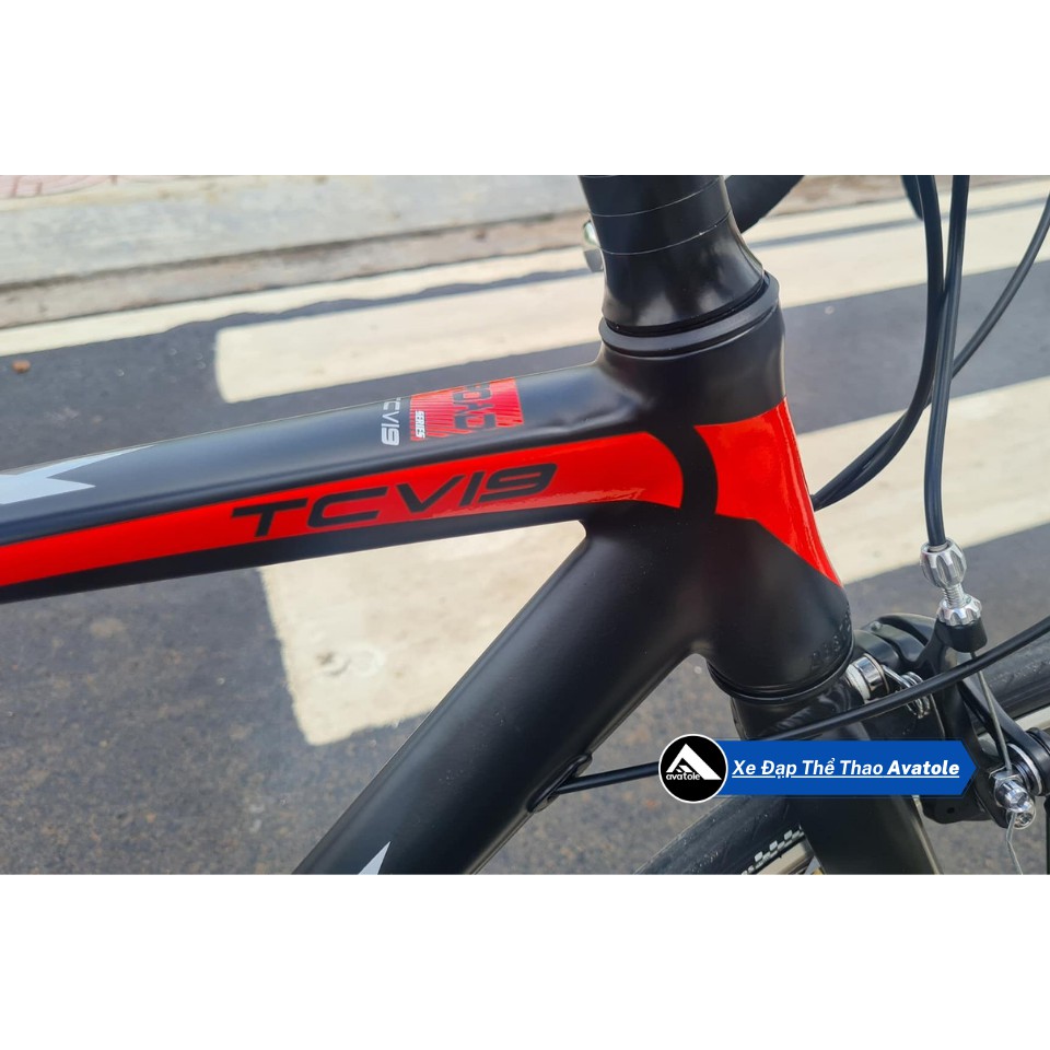 Xe đạp đua GLX TCV19, Khung hợp kim nhôm 700Cx48cm, Bộ truyền động Shimano A070 21Speed, Bánh xe 700X25C, Màu Đỏ Đen
