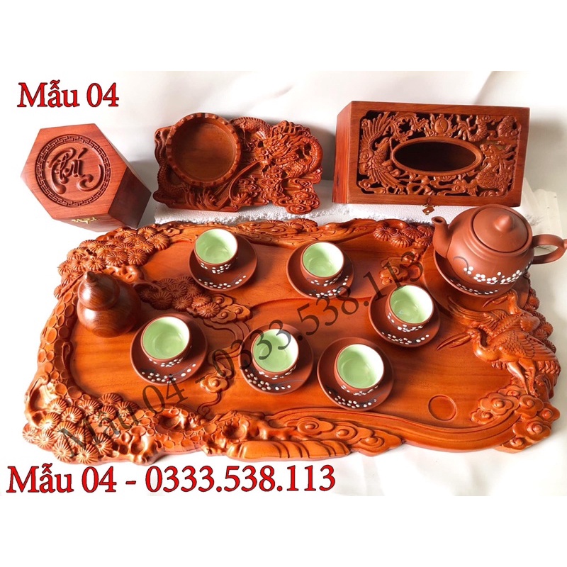 Khay trà nguyên khối gỗ cao cấp