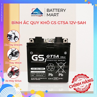 Bình ắc quy khô GS GT5A 12V-5Ah cho xe máy Dream Đời Đầu, Wave Đời Đầu