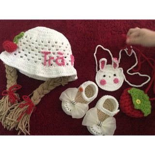 Set mũ túi giày handmade cho bé gái
