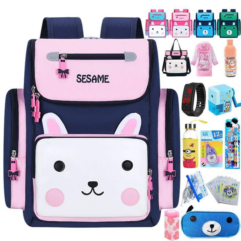 Balo đi học tiểu học cấp 1 cấp 2, cặp sách siêu nhẹ chống gù lưng bé gái bé trai-Balo cho bé hình thỏ