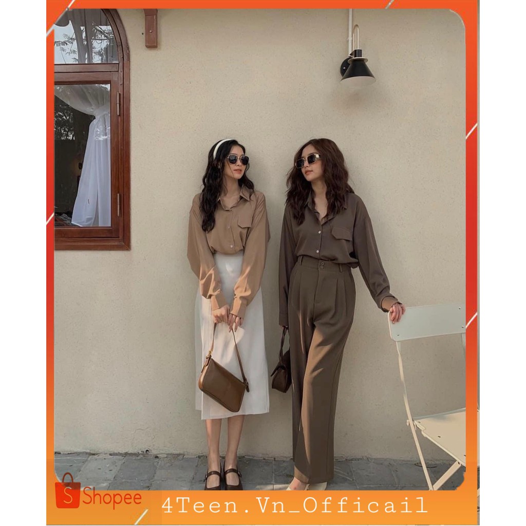 [4Teen.Vn] 🍁 Áo Sơ Mi Nữ form rộng Lụa hàn Kiểu Màu Trắng đen hồng xanh đẹp dài tay ulzzang vintage hàn quốc cao cấp trơ | BigBuy360 - bigbuy360.vn