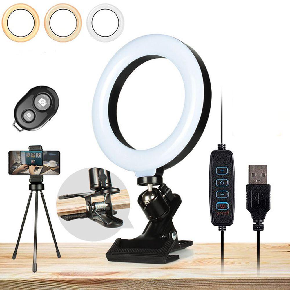 BEBETTERM Vòng Đèn Led Selfie 3 Chế Độ Kèm Giá Đỡ Điện Thoại Cổng USB
