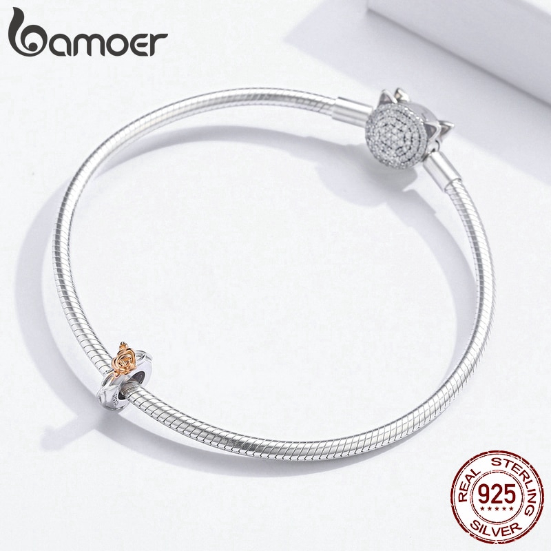 BAMOER Phụ Kiện Trang Sức Bạc 925 Hình Hoa Hồng 3mm DIY BSC146