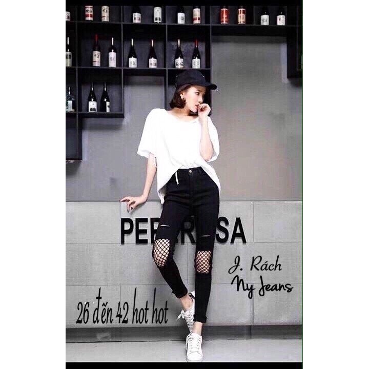 [55kg-95kg] Jeans dài phối lưới Bigsize 30-42. Khách ib để được tư vấn chọn size. | BigBuy360 - bigbuy360.vn