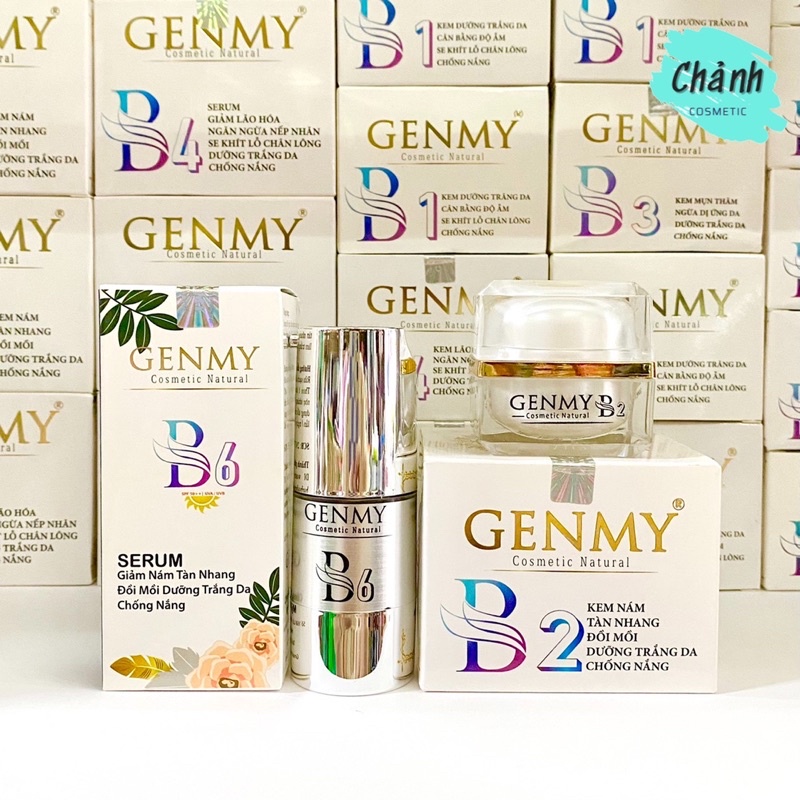 Bộ Kem & Serum Genmy Ngừa Mụn Thâm-Nám-Tàn Nhang-Lão Hoá-Dưỡng Trắng Da-Chống Nắng (Kem Genmy 18g + Serum Genmy 30ml)