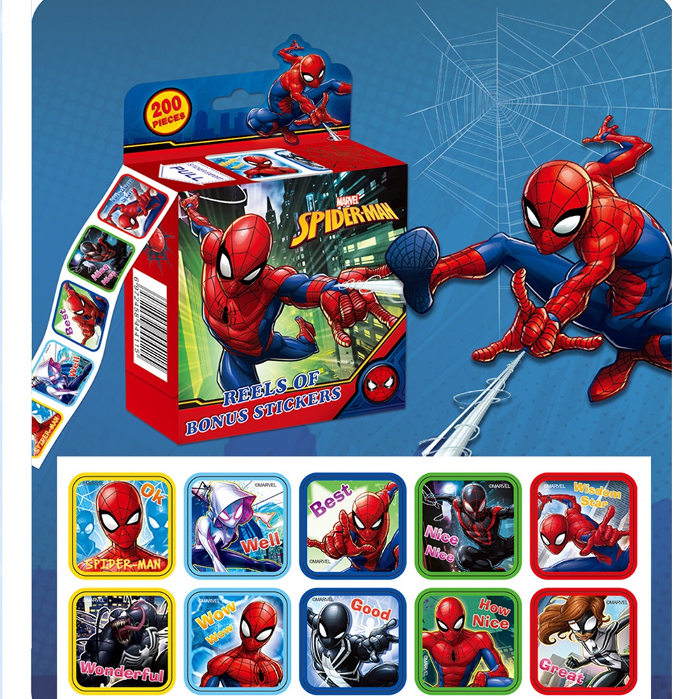 Bộ 200 Nhãn Dán Họa Tiết Hoạt Hình Frozen / Công Chúa Spiderman Siêu Anh Hùng Độc Đáo Cho Bé