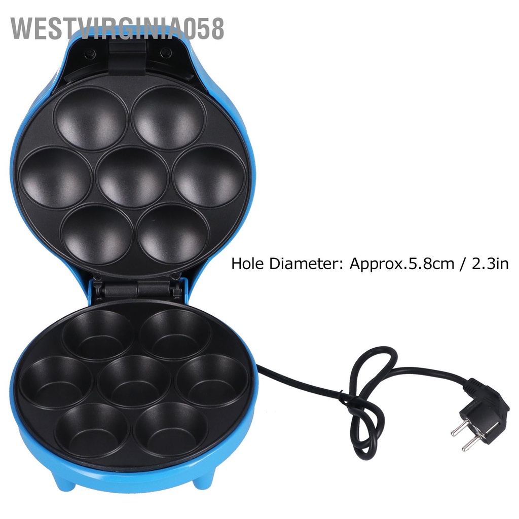 Có thể bán buôn Máy làm bánh đa chức năng 7 lỗ rán hai mặt cốc nóng 1200W EU 220‑240V Westvirginia058 Hàng giao ngay