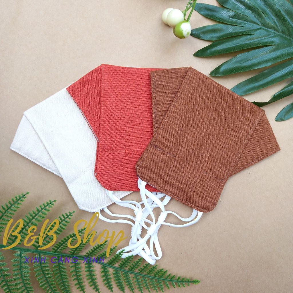 Combo 3 Khẩu trang cao cấp thời trang  3D-3Lớp Linen Cottot màu Đen - Xanh Tím - Da Trời ,mịn mát, tái sử dụng nhiều lần