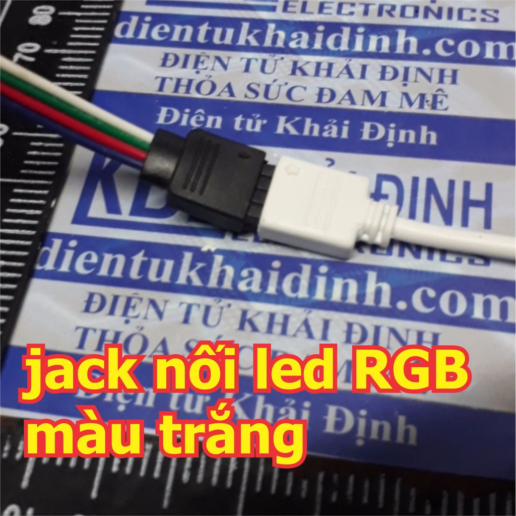 5 Dây jack DC jack nối LED RGB màu trắng bấm dây 1 đầu đực / đầu cái 4P kde2671