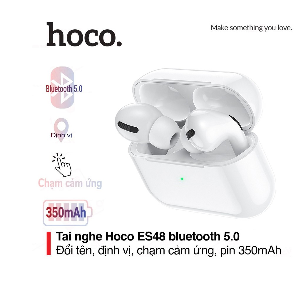 Tai nghe Bluetooth V5.0 Hoco ES48 pin 350mAh hỗ trợ đổi tên , định vị , chạm cảm ứng cho Smartphone