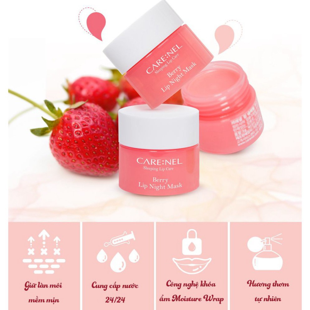 [Bu123]  Mặt nạ ngủ môi dưỡng ẩm và tẩy tế bào chết hương dâu – Care:nel Lip Sleeping Mask Berry 5g | BigBuy360 - bigbuy360.vn