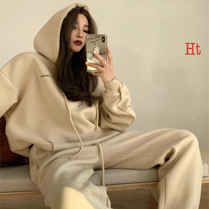 Bộ nỉ mũ cotton HEERR Chất nỉ cotton sịn, form to rộng nam nữ mặc ok Màu: đen, xám