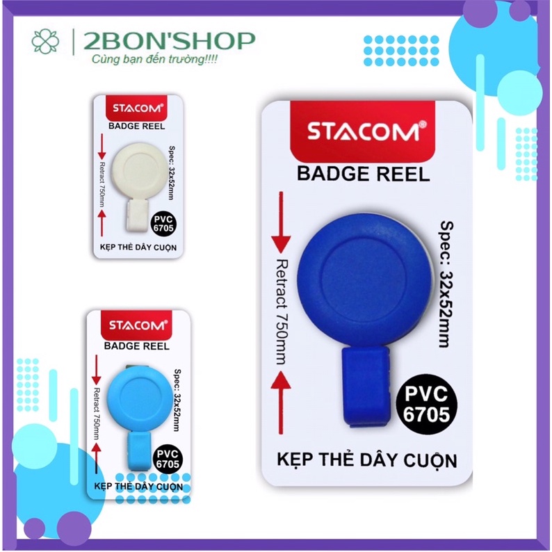Kẹp đeo bảng tên dây cuộn PVC6705 - 4 Màu